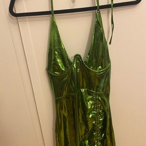Green Metallic Mini Dress